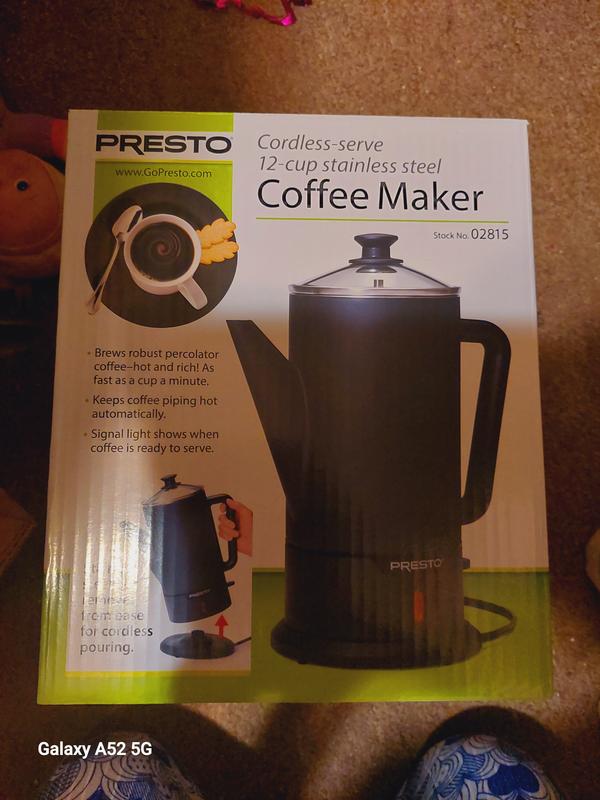 Cordless-serve 12-cup Stainless Steel Coffee Maker - Coffee Makers - Presto®