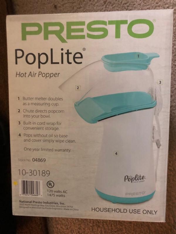 Presto Poplite Hot Air Popper Popcorn Maker TESTED Model