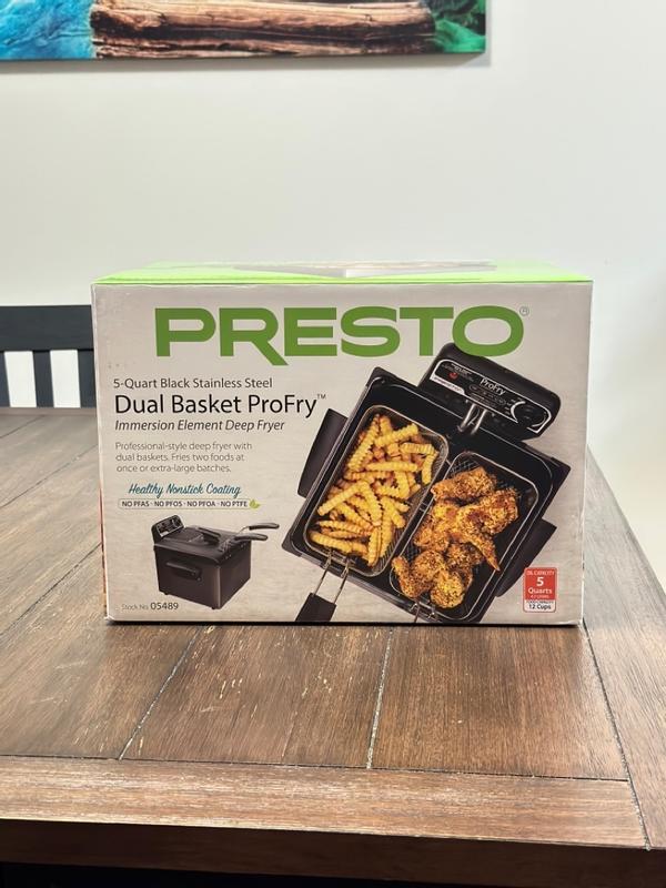 Black Stainless Steel Dual Basket ProFry™ immersion element deep fryer -  Deep Fryers - Presto®