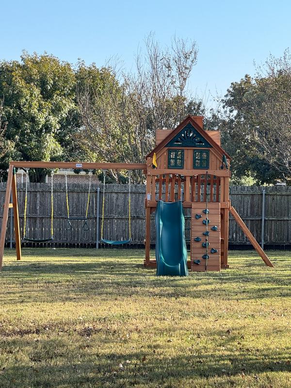 Gorilla Playsets Navigator Residential Wood Playset with 2 Swings and ...