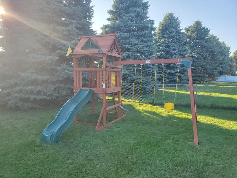 Gorilla Playsets Captain's Fort Residential Wood Playset With Slide In