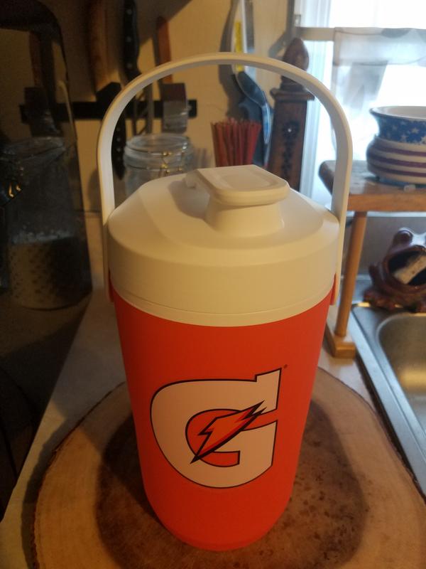 GATORADE 64 oz Cooler Water Bottle Jug White Orange Handle NEW 52000047097