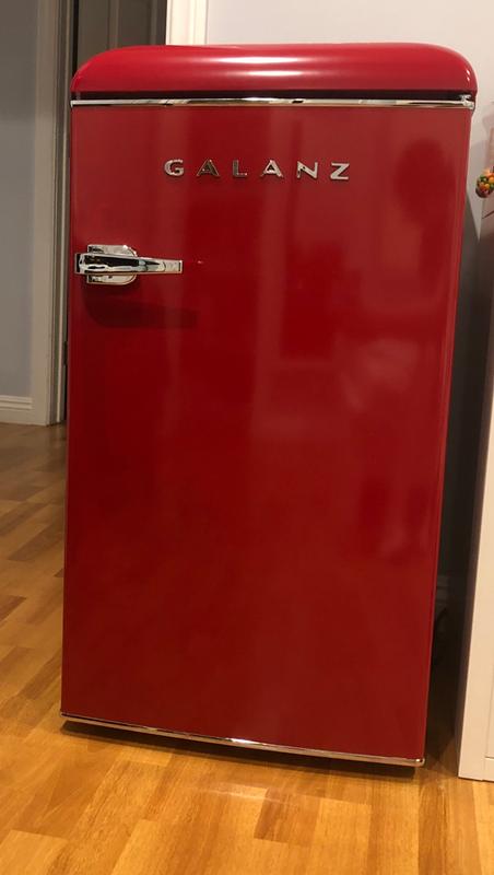 Galanz 2.5 cu. ft. White Mini Retro Refrigerator with Rose Gold Handle