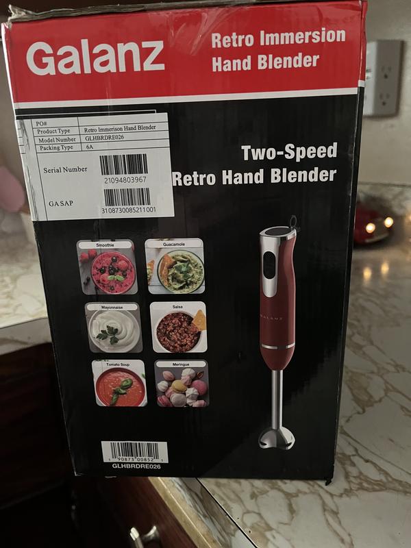 Galanz 2-Speed Retro Red Immersion Blender with Whisk and Chopper