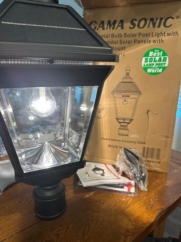 Imperial Bulb Solar Post Light | Trapezoidal Solar Panels & 3