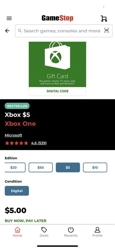 xbox gift card buy now pay later