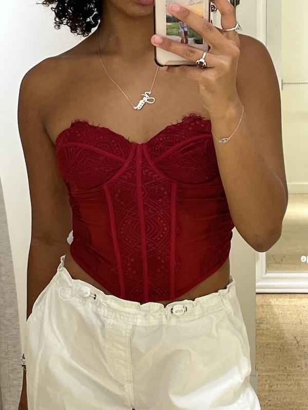 Bustier red lace up - Gem