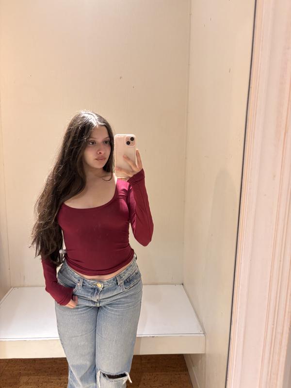Soft Scoop Neck Long Sleeve Top