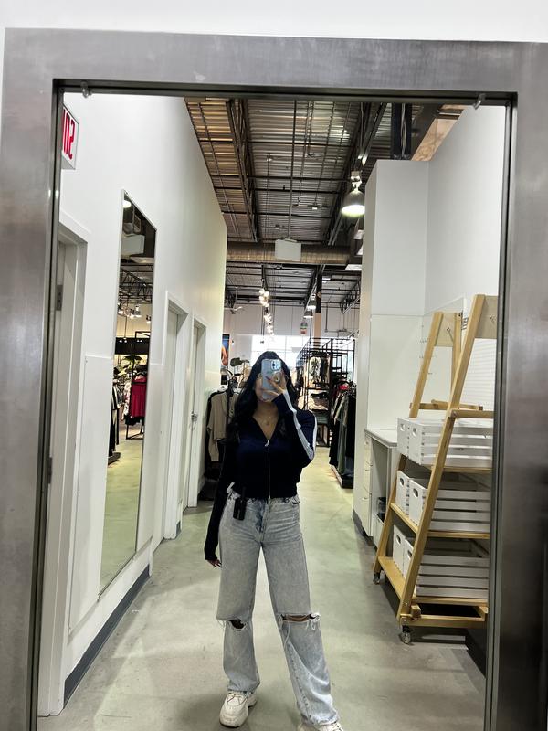 *p(R)ojectR® Bi-color Rib Zip Hoodie Ribbed Zip Hoodie Blue | Garage