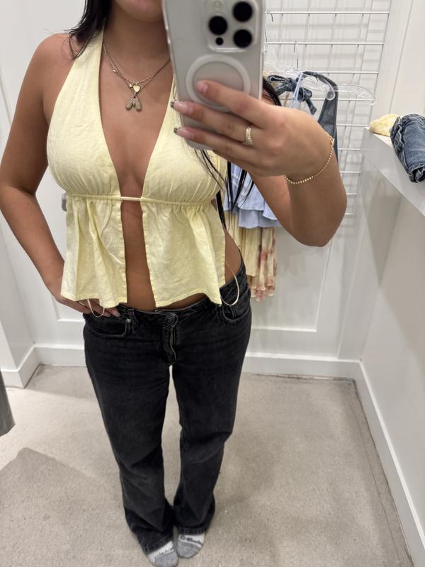 Linen Tie Back Halter Top