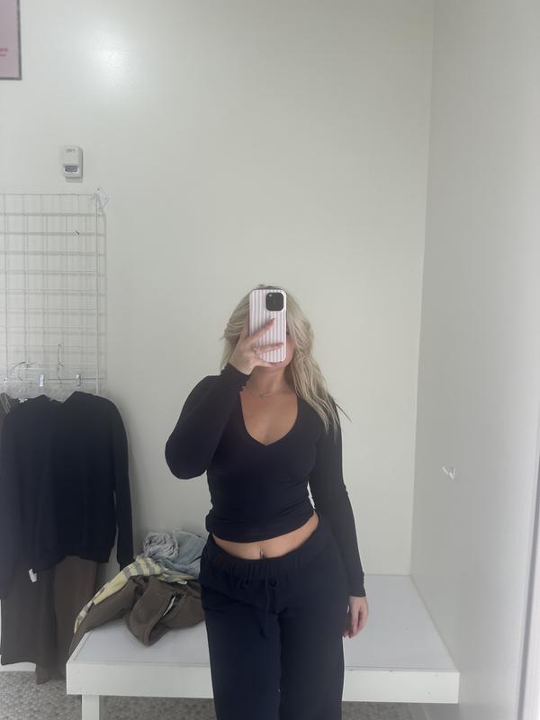 Serene Deep V-Neck Long Sleeve Top