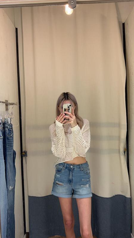 UO Chloe Cropped Open-Knit Sweater