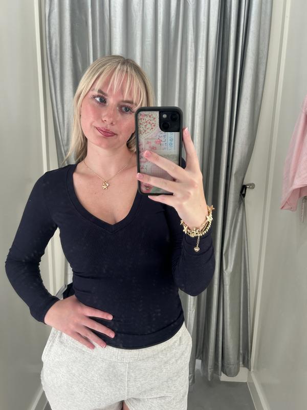 Serene Deep V-Neck Long Sleeve Top