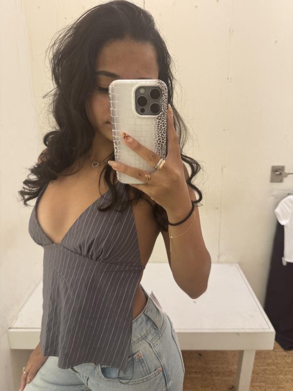 Tie Back Stripe Apron Top