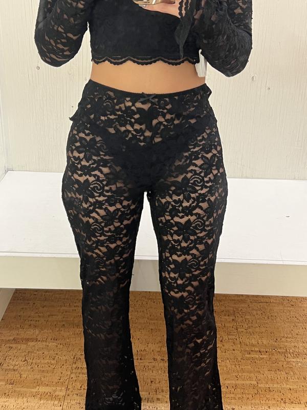 Flared Lace Pant Black | Garage