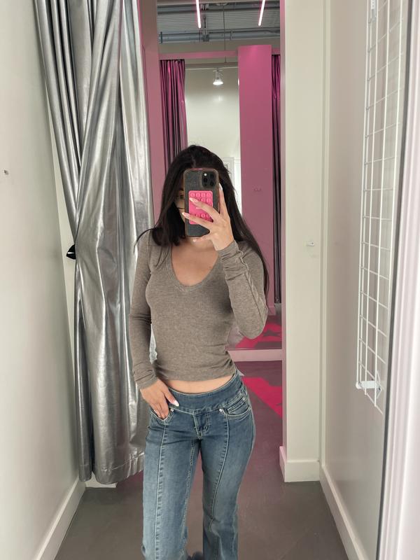 Serene Deep V-Neck Long Sleeve Top
