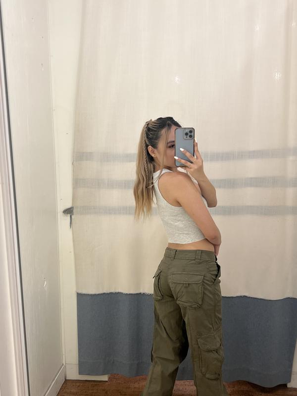 Grey Low Rise Cargo Pants (09) - Styledcxo