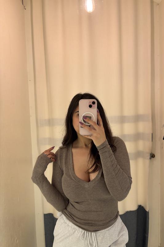 Serene Deep V-Neck Long Sleeve Top