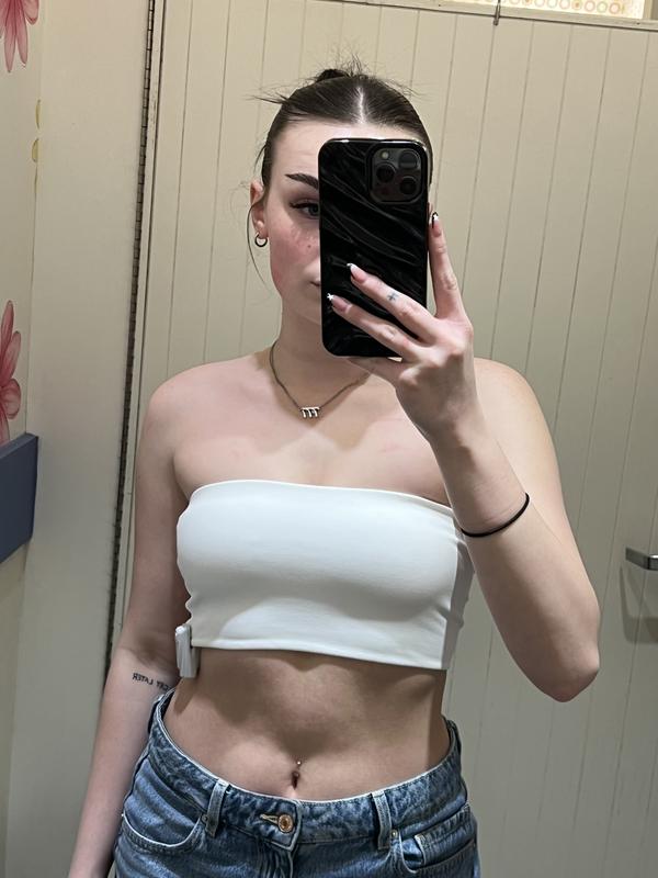 tope tubetop 白 Trimmed Tube Top White | Garage
