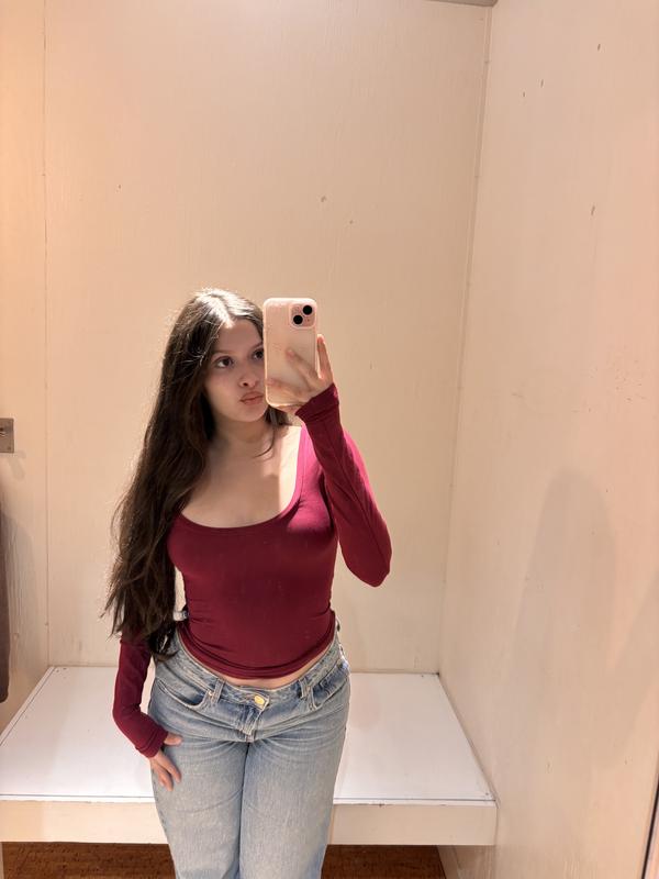 Soft Scoop Neck Long Sleeve Top