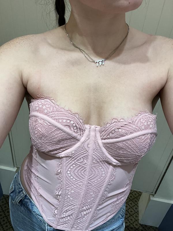 Chrishell Lace Mesh Bustier Pink