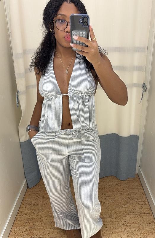 Linen Tie Back Halter Top