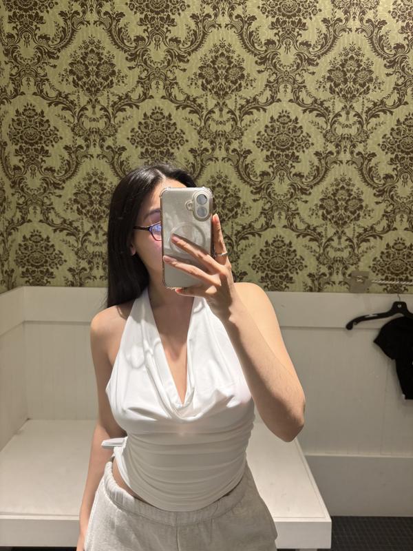 Deep Cowl Neck Halter Top