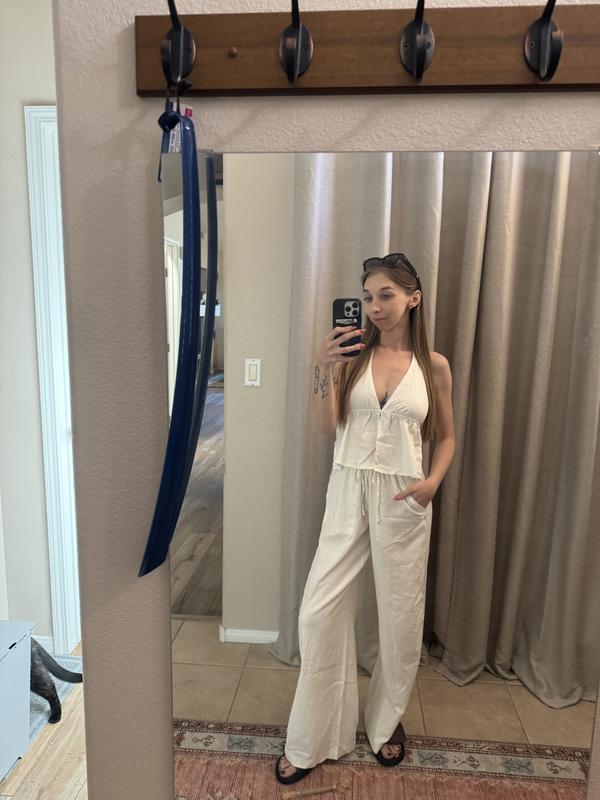 Linen Tie Back Halter Top