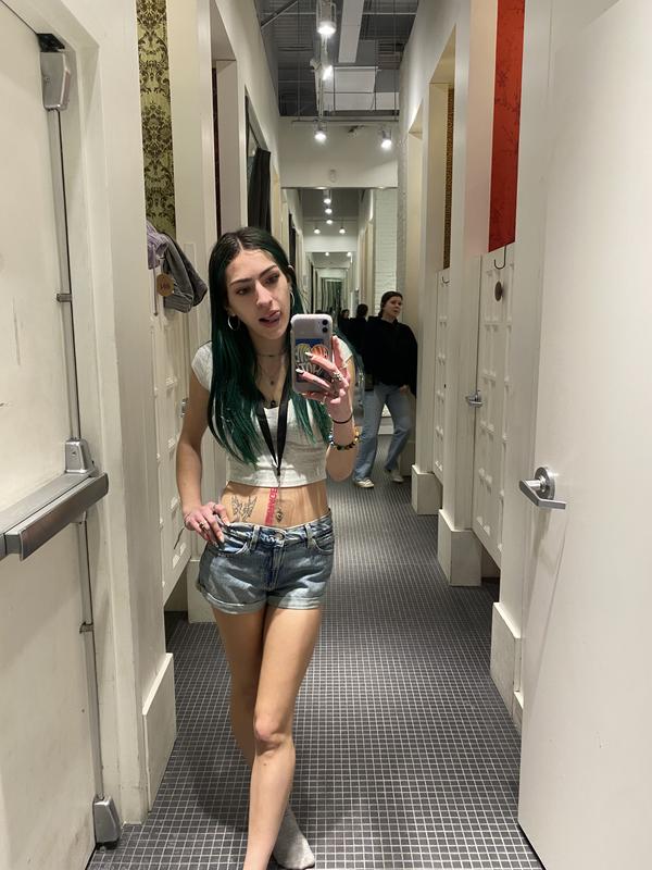 Low Rise Cuffed Denim Shorts