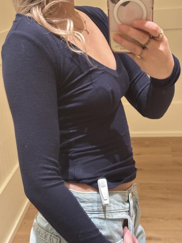 Serene Deep V-Neck Long Sleeve Top