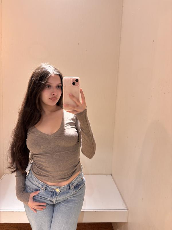 Serene Deep V-Neck Long Sleeve Top