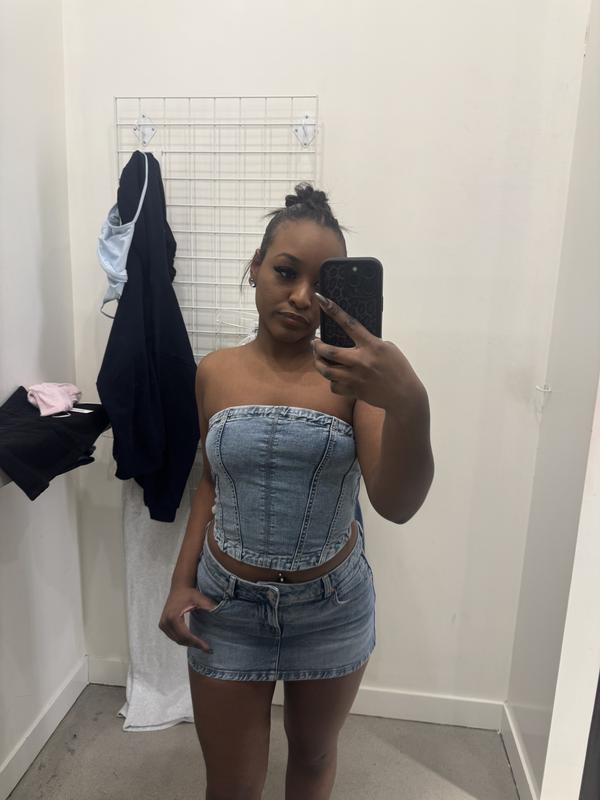 Denim Seamed Tube Top