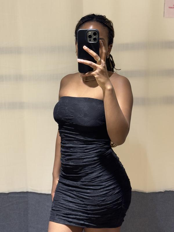 Ruched Mesh Mini Tube Dress