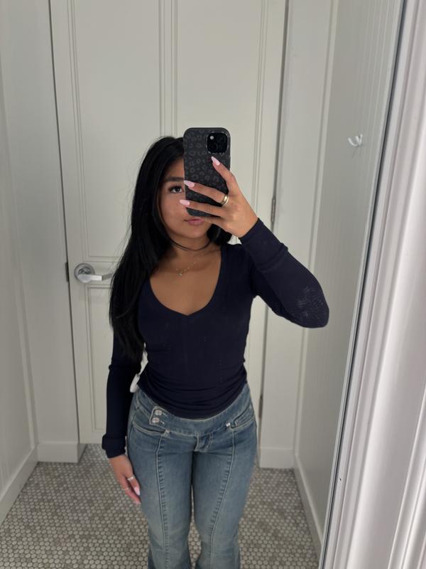 Serene Deep V-Neck Long Sleeve Top