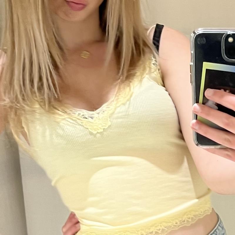 Lace Trim Cami Yellow