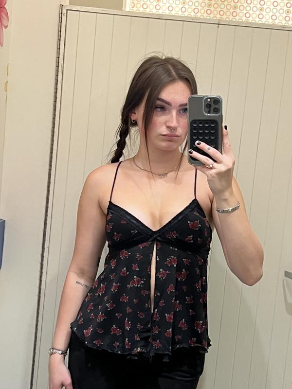 Lace Trim Flyaway Cami Top