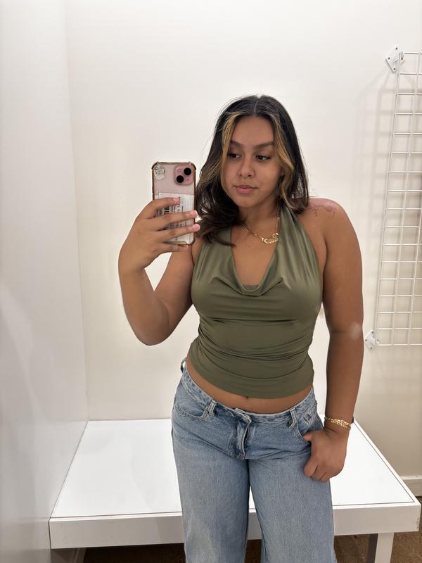 Deep Cowl Neck Halter Top