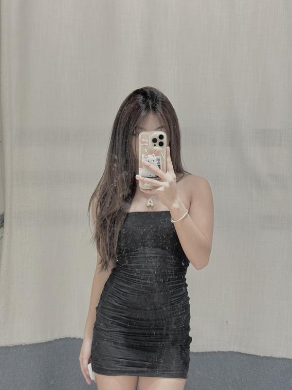 Ruched Mesh Mini Tube Dress