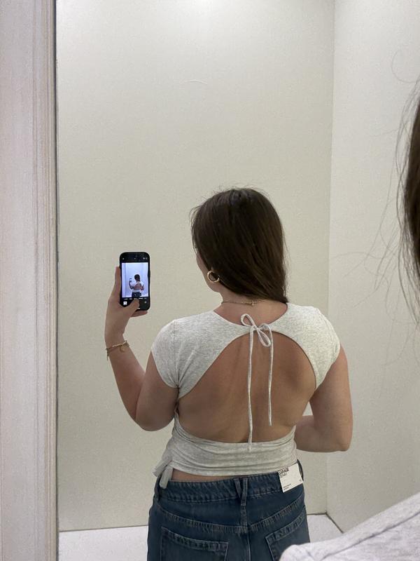 Crew Neck Open Back Tie Top