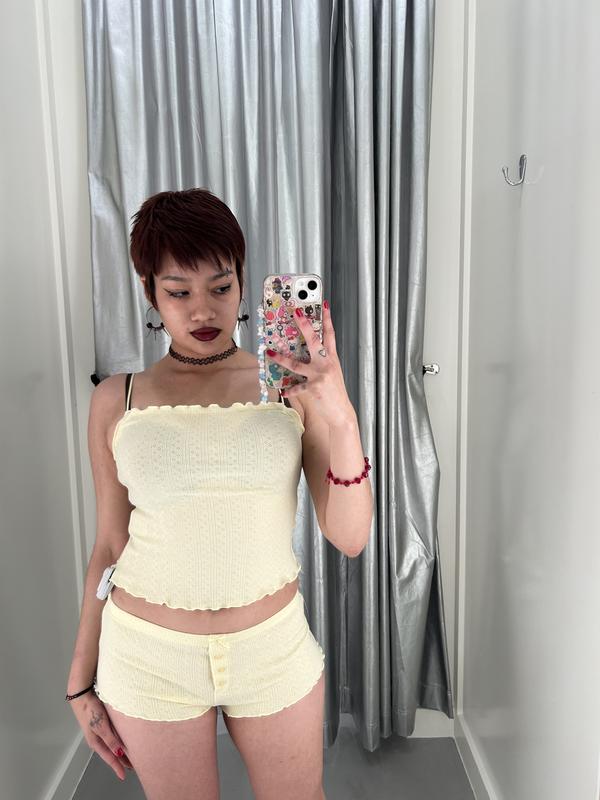 Tiny Pointelle Lettuce Edge Shorts