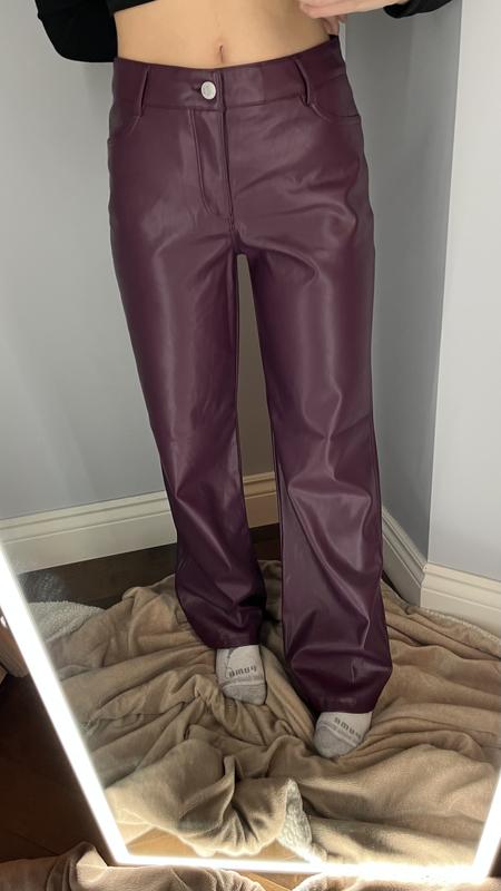 Brooke Faux Leather Low Rise Pant Burgundy