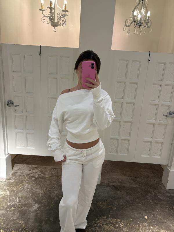 SoftTerry Rib Off Shoulder Sweater