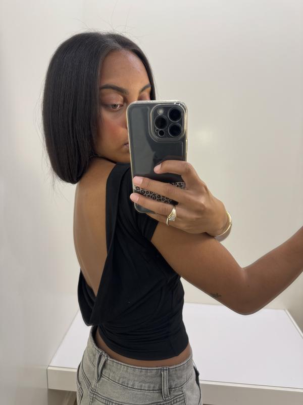 Cowl Back Short Sleeve Top