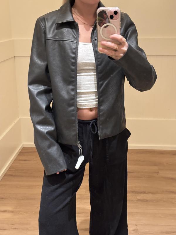 Faux Leather Worker Jacket Black | Garage