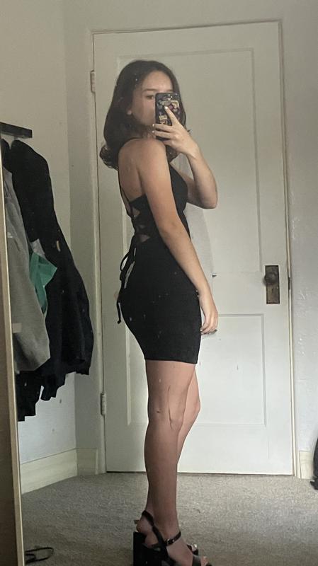 Strappy Back Mini Dress Black | Garage