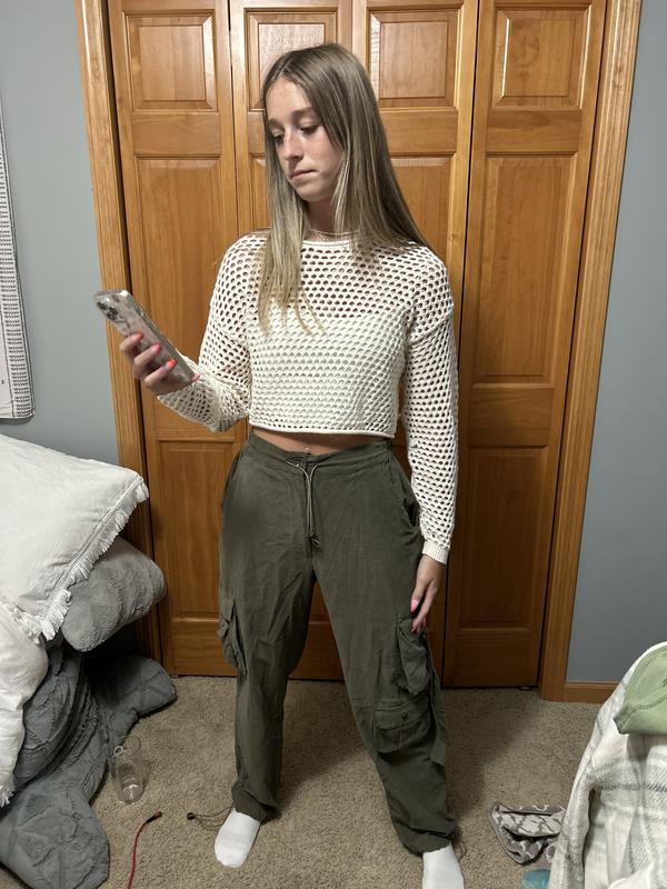 UO Chloe Cropped Open-Knit Sweater