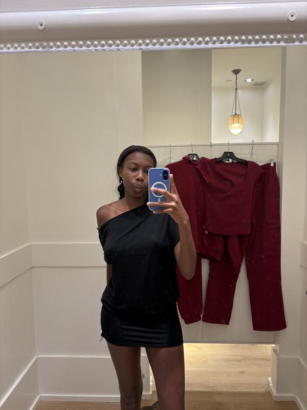 Off Shoulder Draped Mini Dress