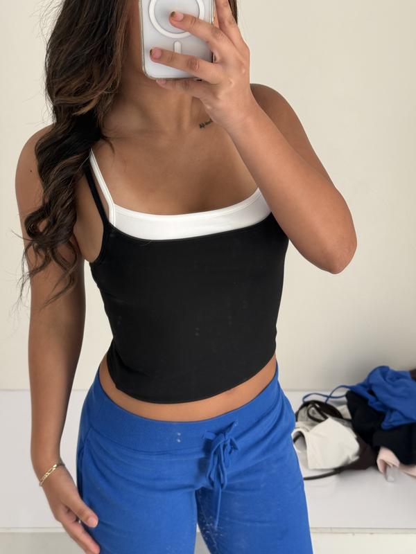 Sleek Double Layer Cami Top Navy | Garage