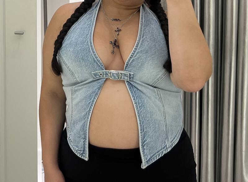 Buckled Denim Halter Top