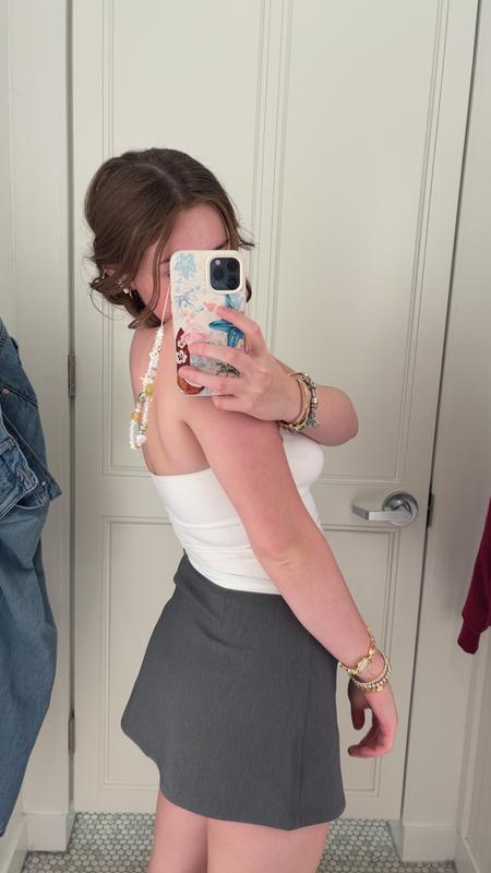Jupe courte de tailleur strassée gris / noir pour femme | Sandro Paris